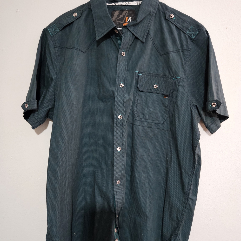 Men's Amplify Short-Sleeve Button-Down Shirt - Green Size Large